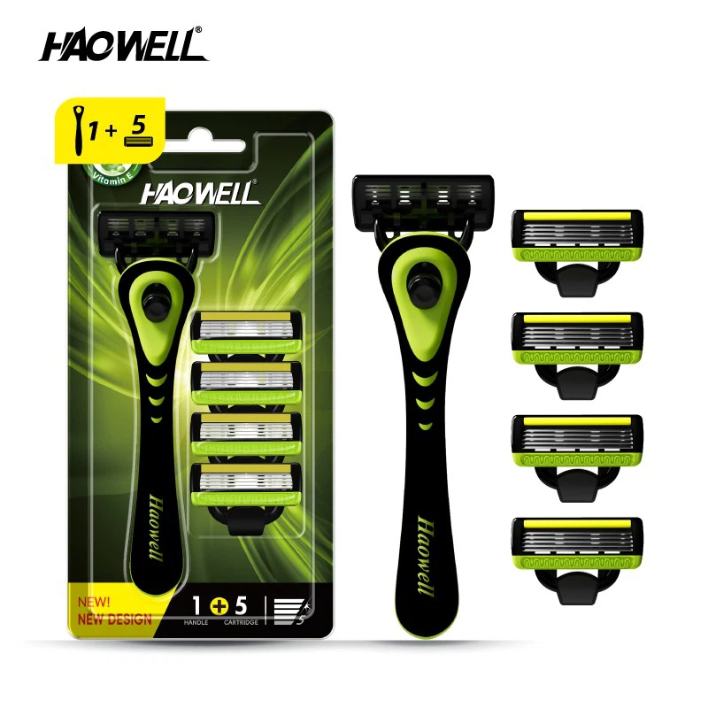 1+5 Man System Razor With 5 Blade，1 Handle 5 Refills